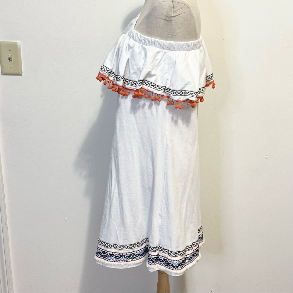 ASOS One Shoulder Embroidered Pom Pom Dress Womens Size 6 - Picture 7 of 9
